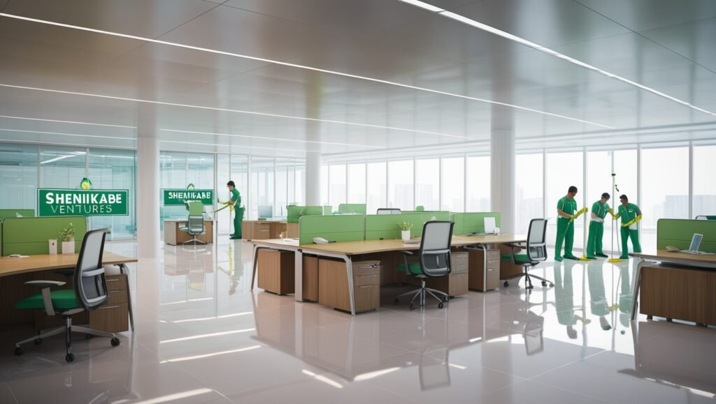 a large office cleaned by a cleaning service provider